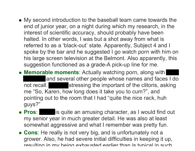 Illustration for article titled The Full Duke University "Fuck List" Thesis From A Former Female Student (UPDATE)